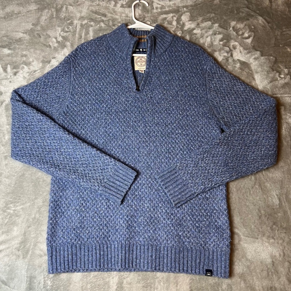 Fat Face Blue Waffle Knit Quarter Zip Sweater Men's Size Medium